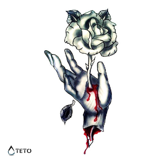 Rosa in mano - TETO Tatuaggi Temporanei
