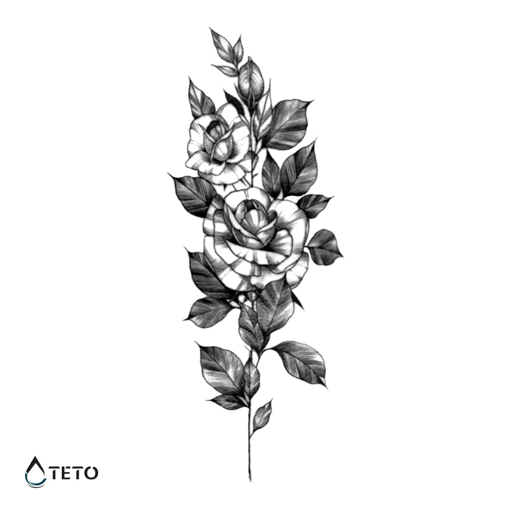 Fiore in grigi - TETO Tatuaggi Temporanei