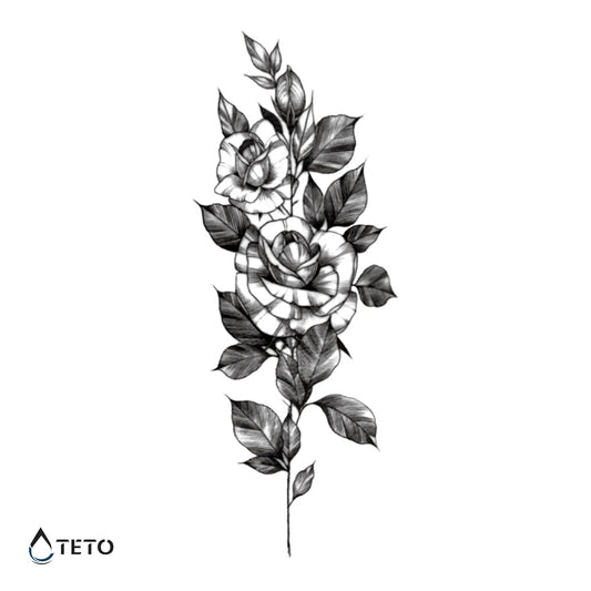 Fiore in grigi - TETO Tatuaggi Temporanei