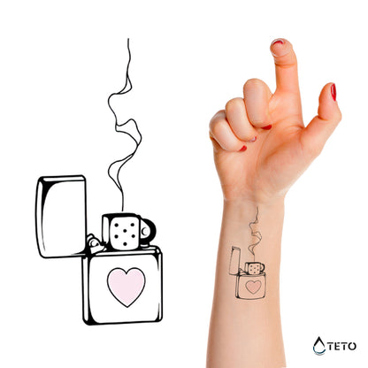 Accendino - cuore - TETO Tatuaggi Temporanei