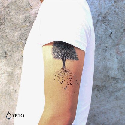 Albero della vita con uccelli - TETO Tatuaggi Temporanei