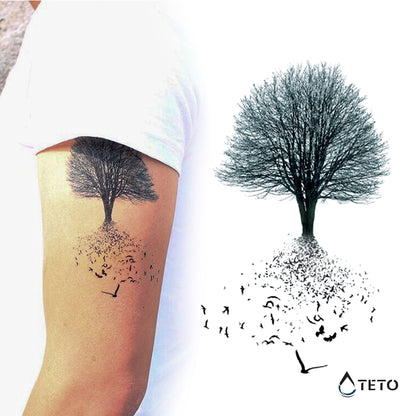 Albero della vita con uccelli - TETO Tatuaggi Temporanei