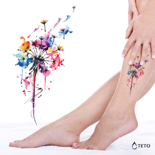 Dente di leone colorato - TETO Tatuaggi Temporanei
