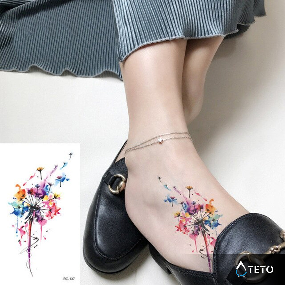 Dente di leone colorato - TETO Tatuaggi Temporanei
