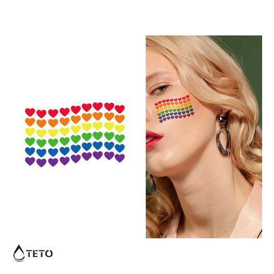 Bandiera arcobaleno di cuori - TETO Tatuaggi Temporanei