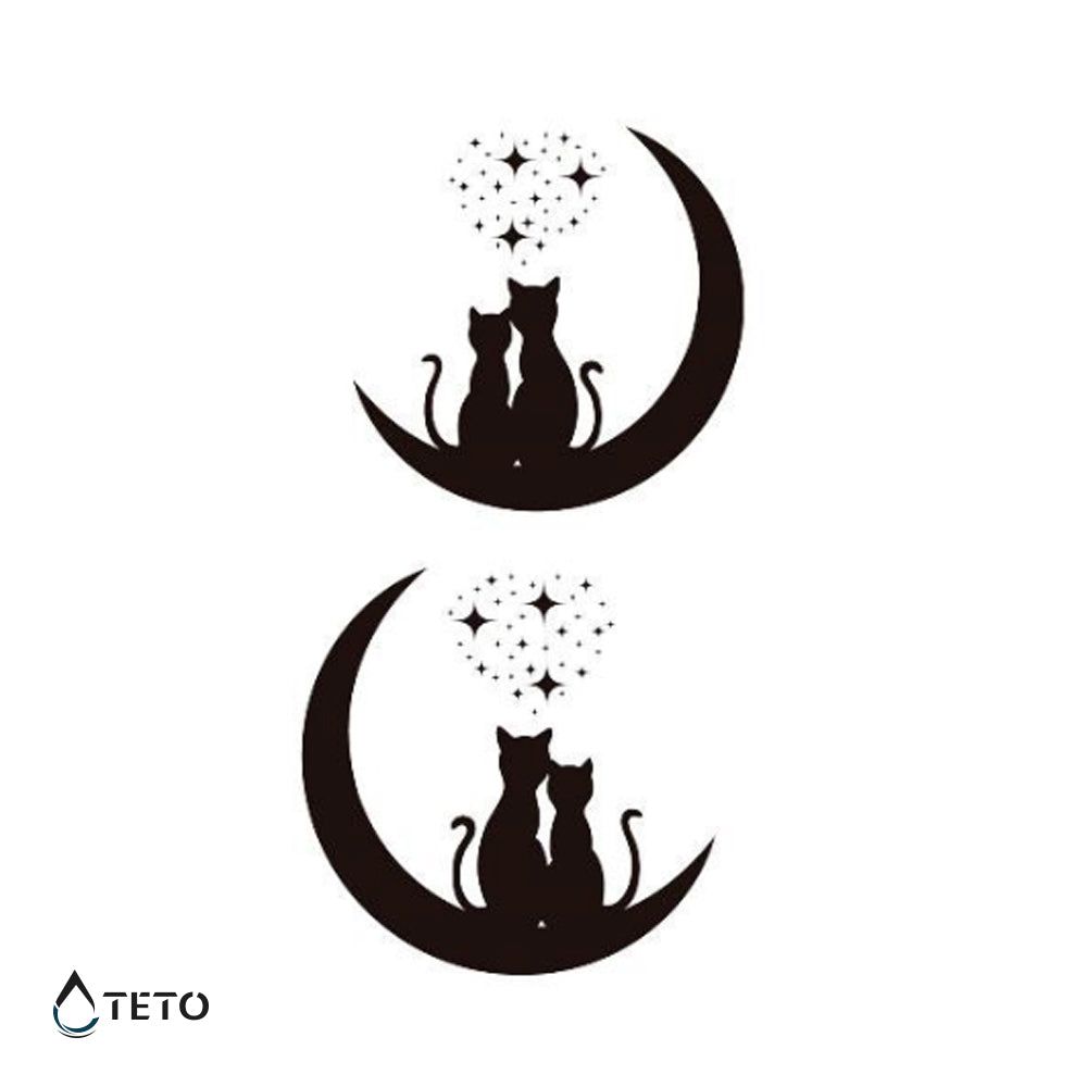 Gatti nella luna - set - TETO Tatuaggi Temporanei