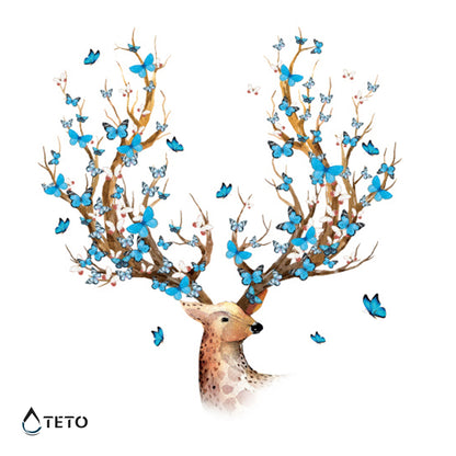 Cervo con farfalle – Glitterato - TETO Tatuaggi Temporanei