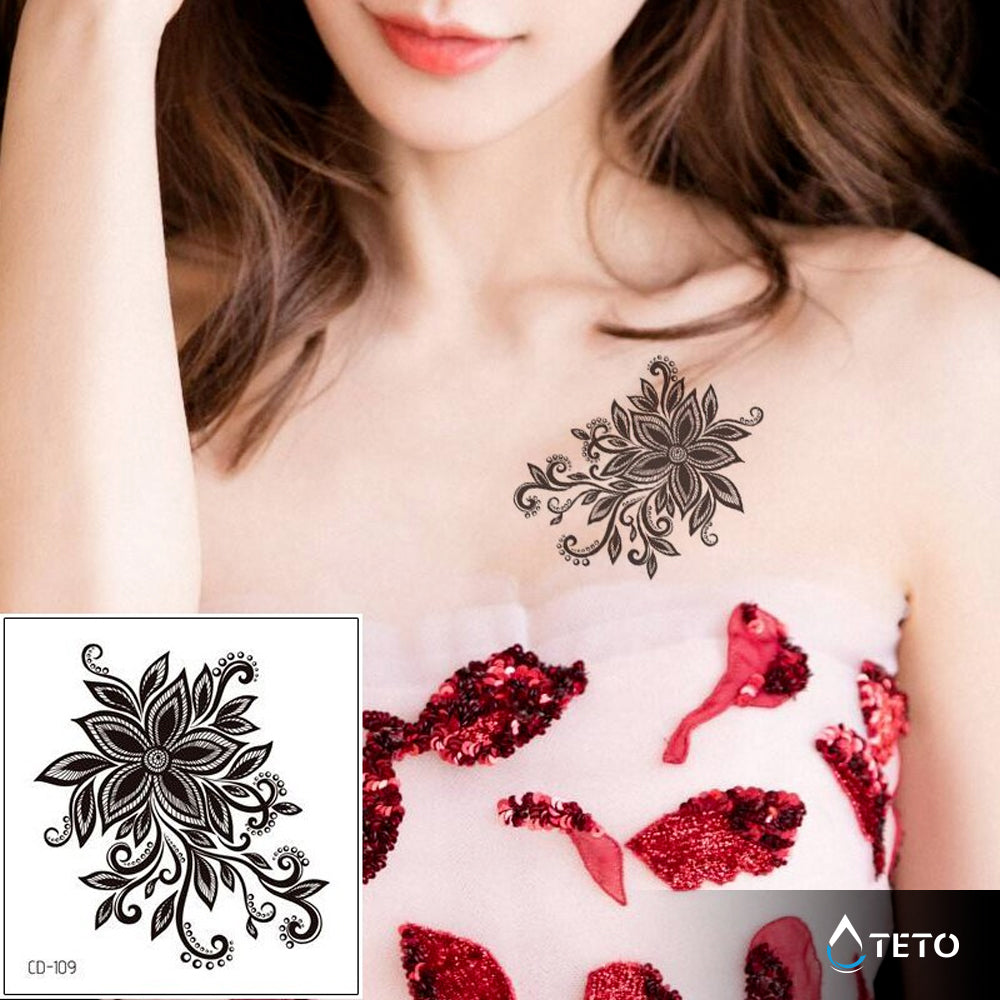 Fiore nero - TETO Tatuaggi Temporanei