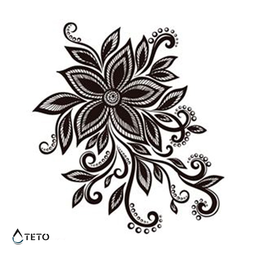 Fiore nero - TETO Tatuaggi Temporanei