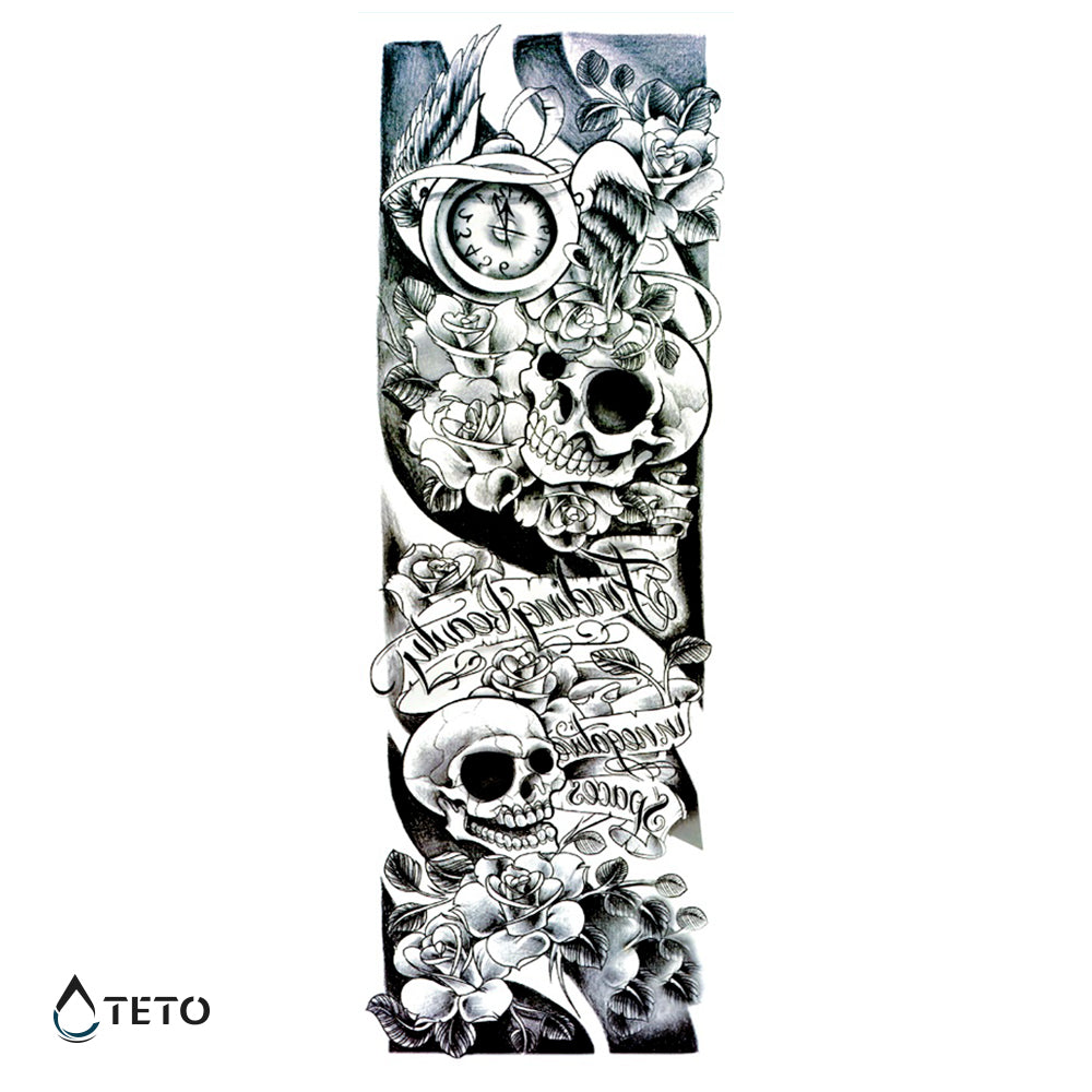 Teschi con fiori - TETO Tatuaggi Temporanei