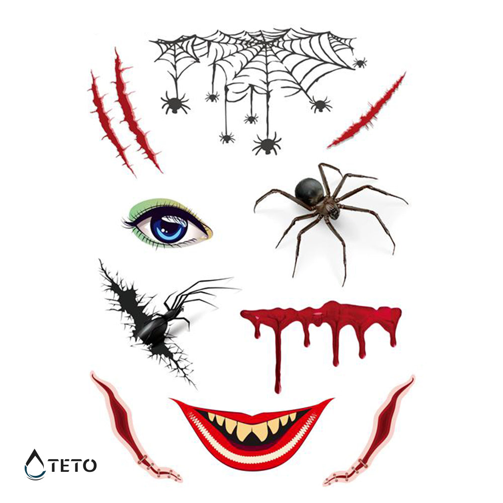 Faccia fatta di ragni - TETO Tatuaggi Temporanei