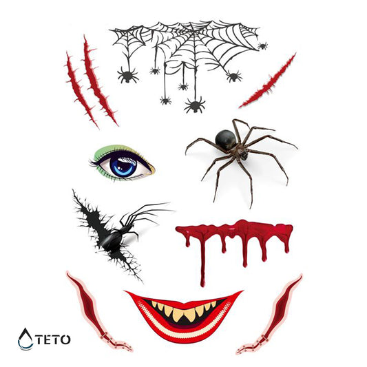 Faccia fatta di ragni - TETO Tatuaggi Temporanei