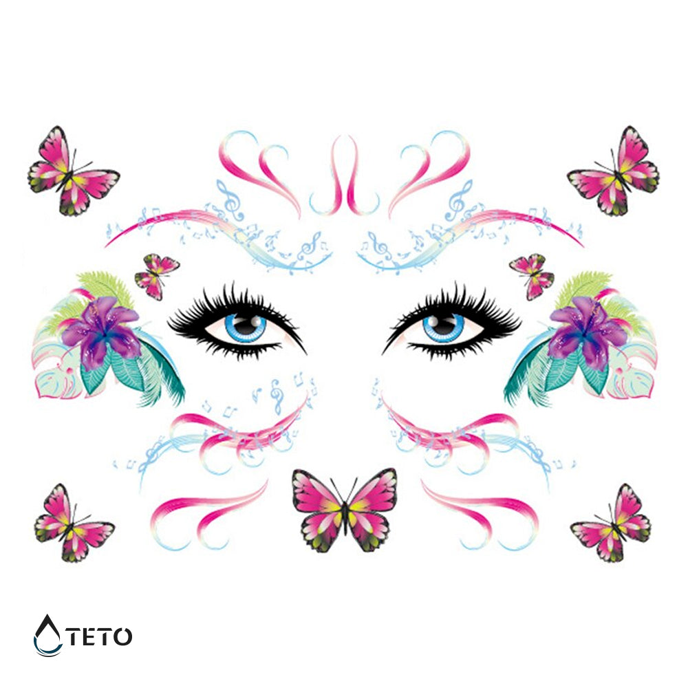 Farfalle facciali – Glitterati – set – Tipo B - TETO Tatuaggi Temporanei