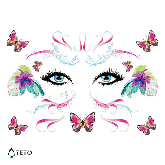 Farfalle facciali – Glitterati – set – Tipo B - TETO Tatuaggi Temporanei
