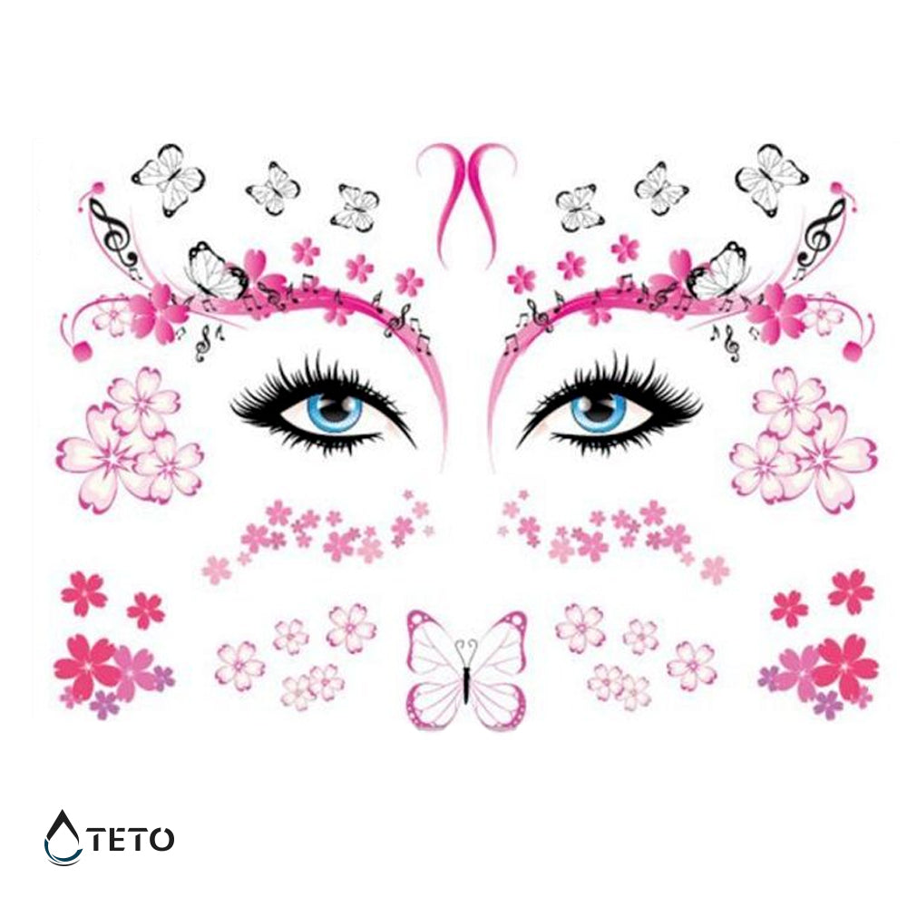 Fiori facciali – Glitterati - set - TETO Tatuaggi Temporanei