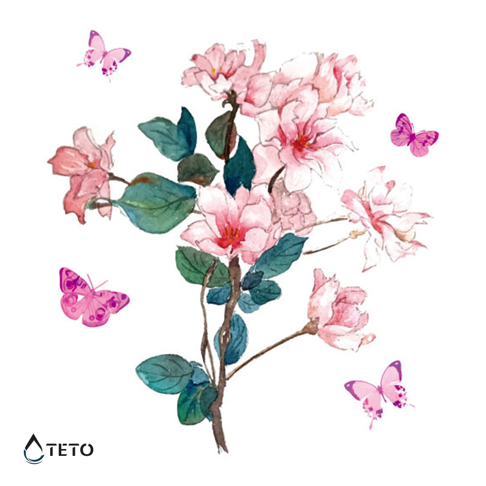 Fiore con farfalle - TETO Tatuaggi Temporanei