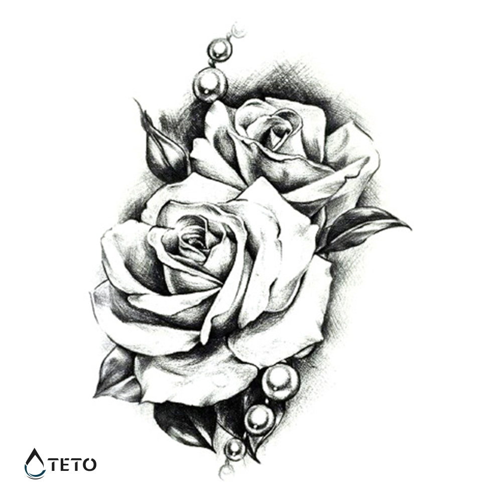 Rose con perle – Tipo A - TETO Tatuaggi Temporanei