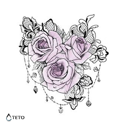 Rose con gioielleria - TETO Tatuaggi Temporanei