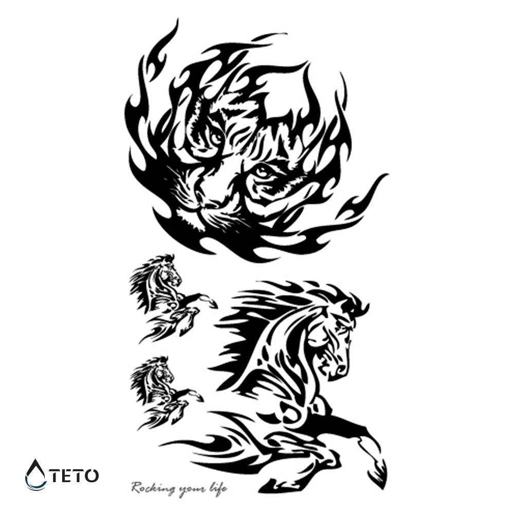 Tigre e cavallo - set - TETO Tatuaggi Temporanei