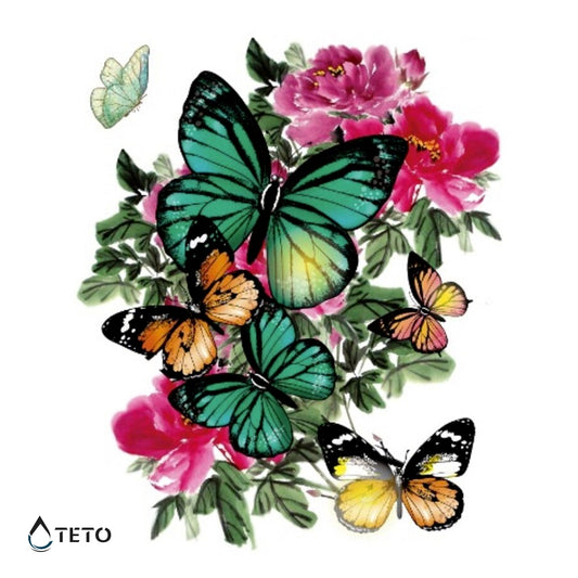 Farfalle in un fiore - TETO Tatuaggi Temporanei