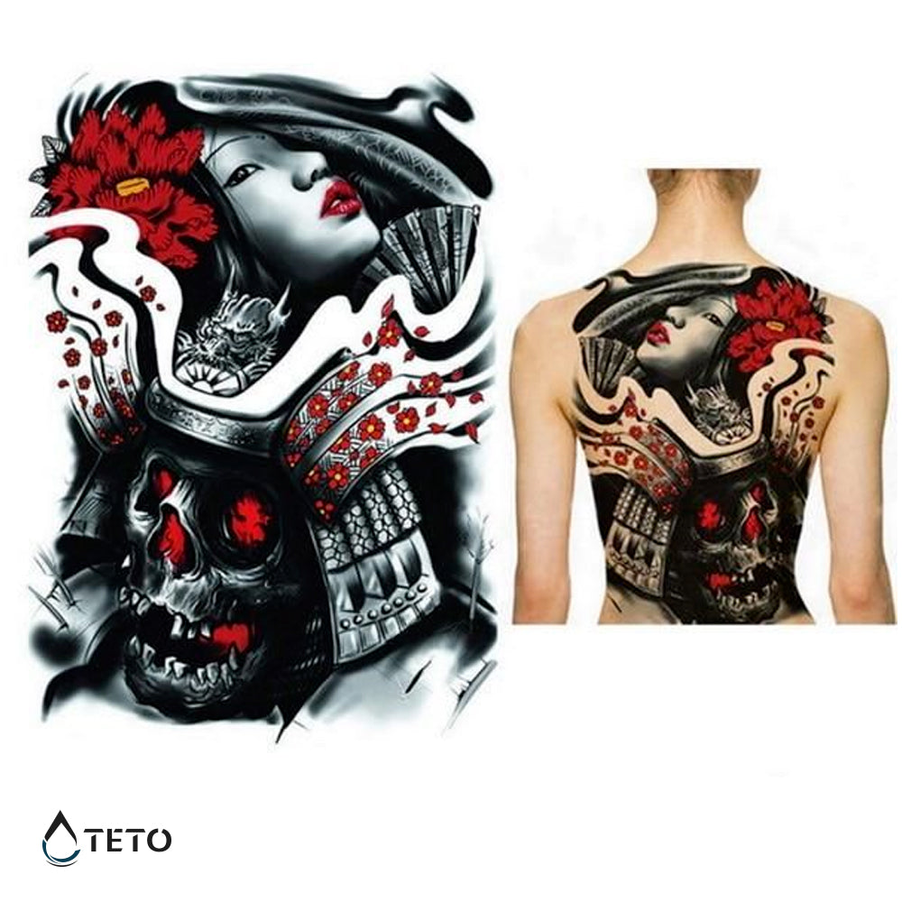 Donna pericolosa con un teschio - TETO Tatuaggi Temporanei