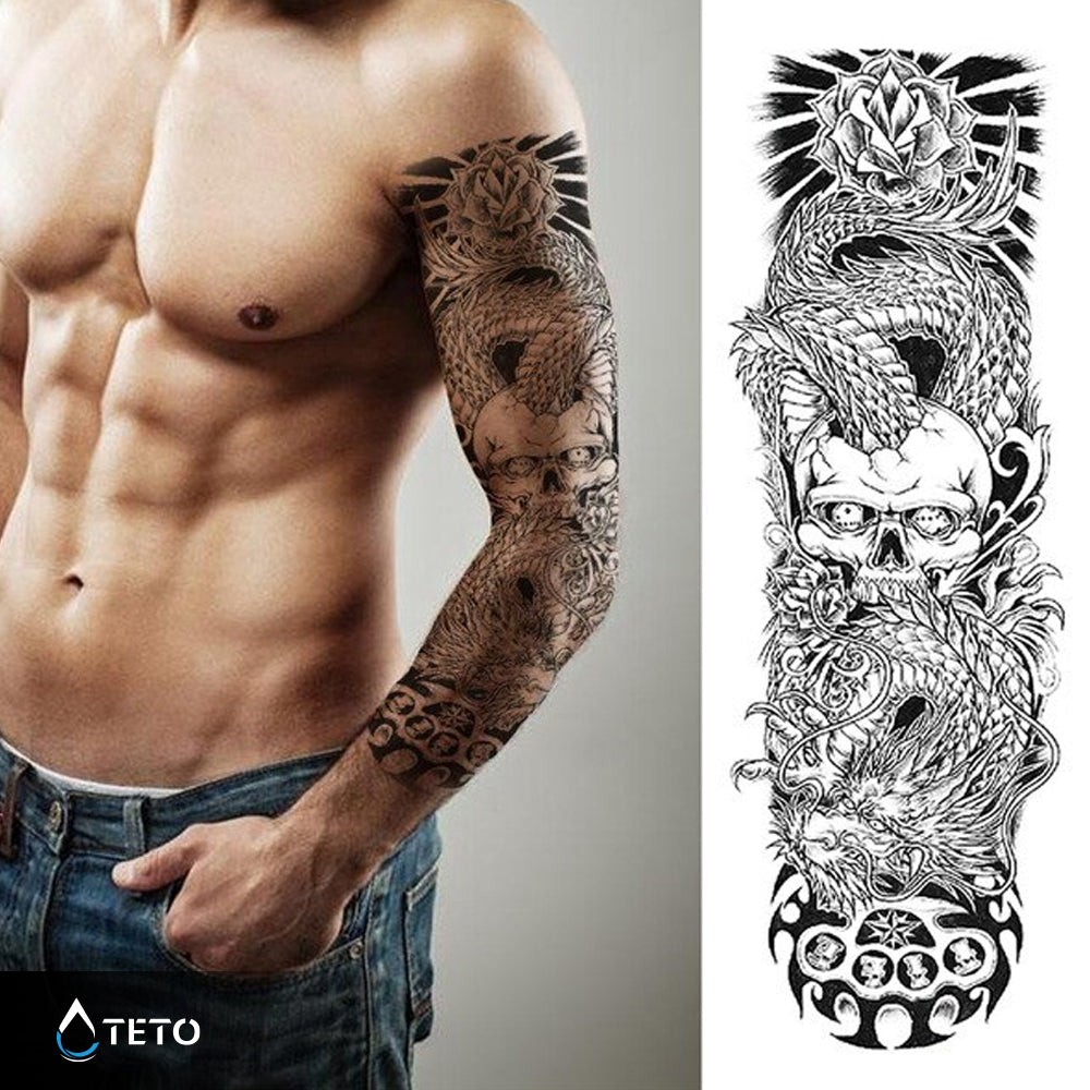 Drago con teschio - TETO Tatuaggi Temporanei