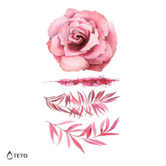 Rosa con felci - set