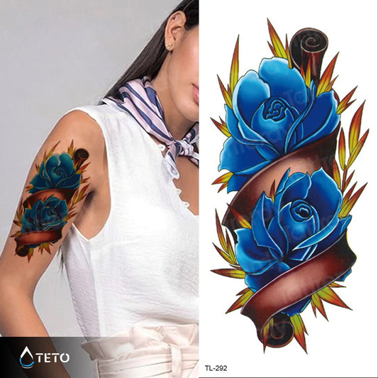 Duo di rose blu - TETO Tatuaggi Temporanei