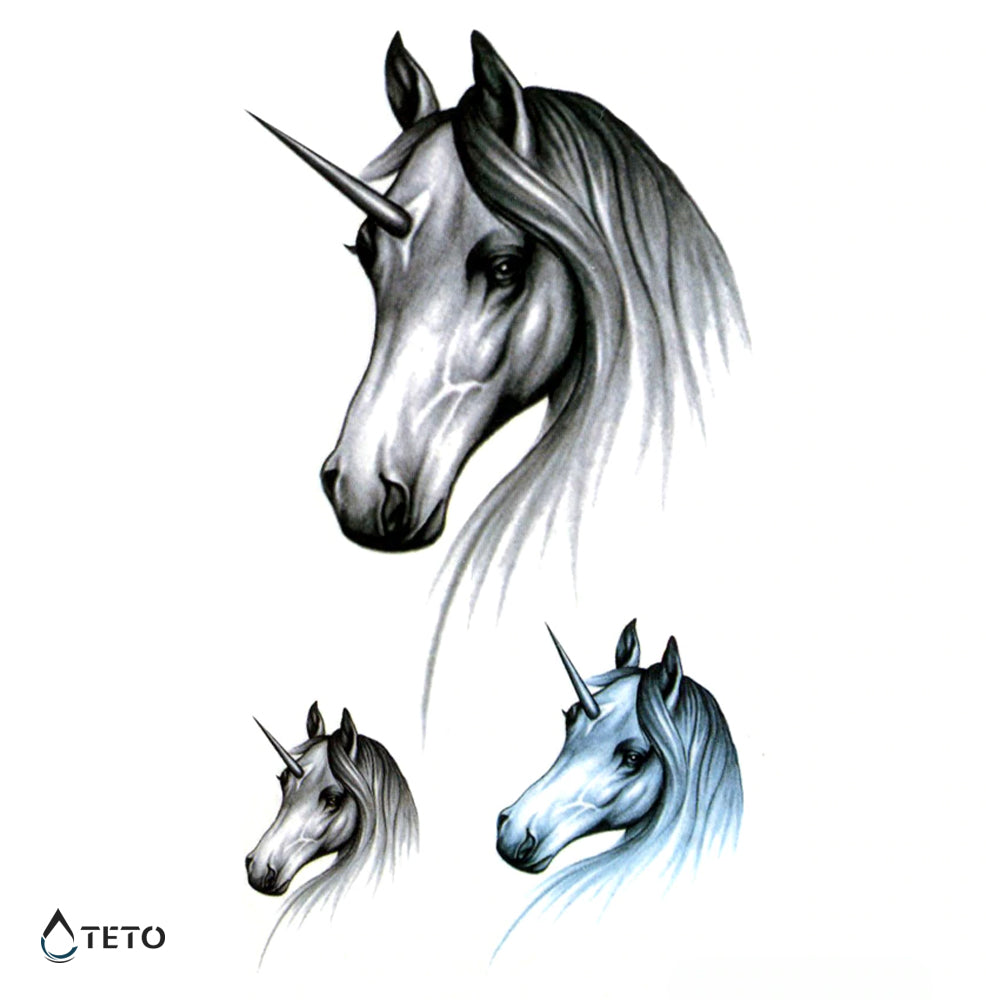 Testa di unicorno - set - TETO Tatuaggi Temporanei