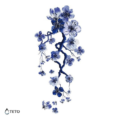 Fiori di sakura blu - TETO Tatuaggi Temporanei