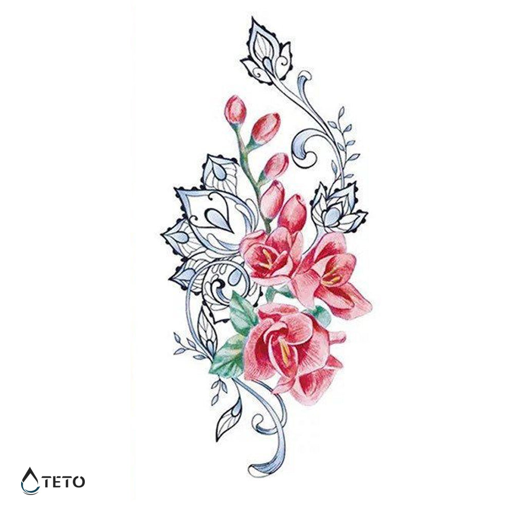 Fiori rosa - TETO Tatuaggi Temporanei