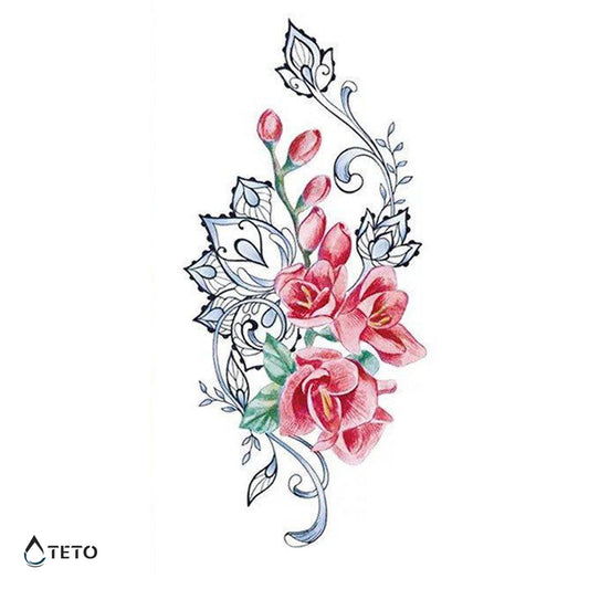 Fiori rosa - TETO Tatuaggi Temporanei