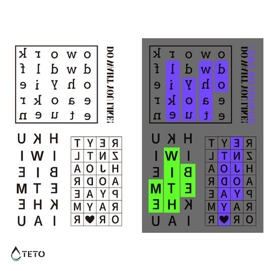 Cruciverba - set - Brilla nel buio - TETO Tatuaggi Temporanei