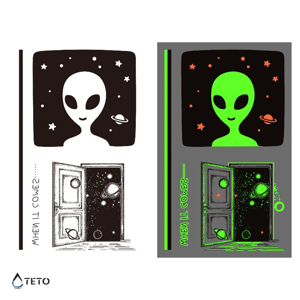 Extraterrestre nella notte - set - Brilla nel buio - TETO Tatuaggi Temporanei