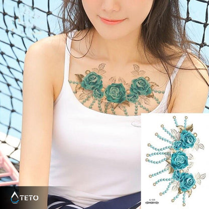 Rose con perle – Tipo B - TETO Tatuaggi Temporanei