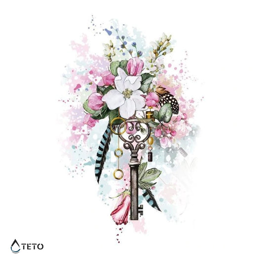 Fiori con chiave – Tipo B - TETO Tatuaggi Temporanei