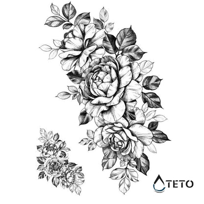 13740 Rosa Rosa romantica - set - Tatuaggio temporaneo | TETO – TETO Tatuaggi ...