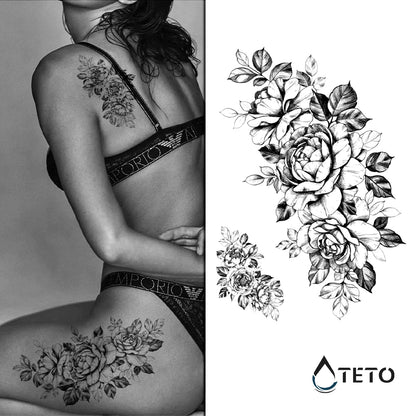 Rosa romantica - set - TETO Tatuaggi Temporanei