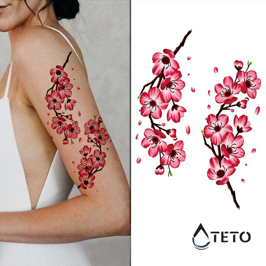 Fiori di sakura rosa – set - TETO Tatuaggi Temporanei