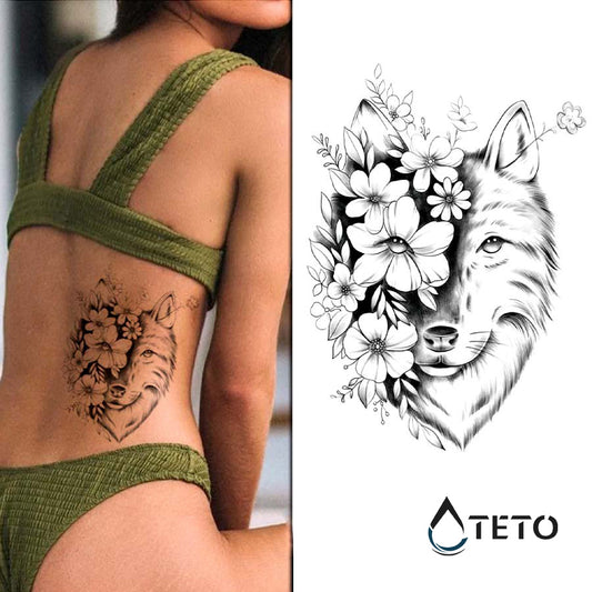 Lupo con fiori