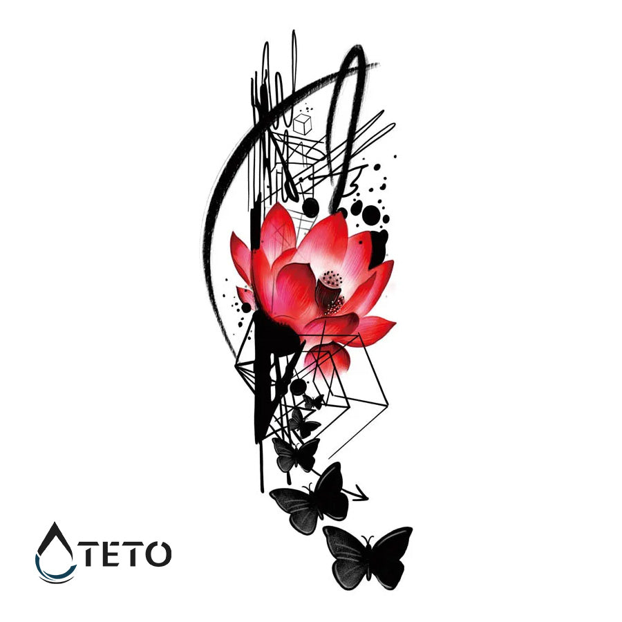Fiore astratto - TETO Tatuaggi Temporanei
