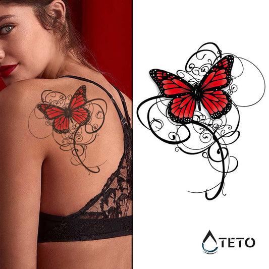 Farfalla rossa - TETO Tatuaggi Temporanei