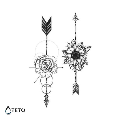 Freccie con fiore - set – Semipermanente - TETO Tatuaggi Temporanei