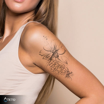 Fiori minimalisti – Semipermanente - TETO Tatuaggi Temporanei
