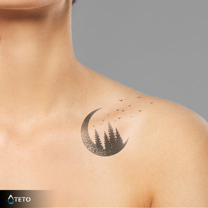Luna della foresta – Semipermanente - TETO Tatuaggi Temporanei