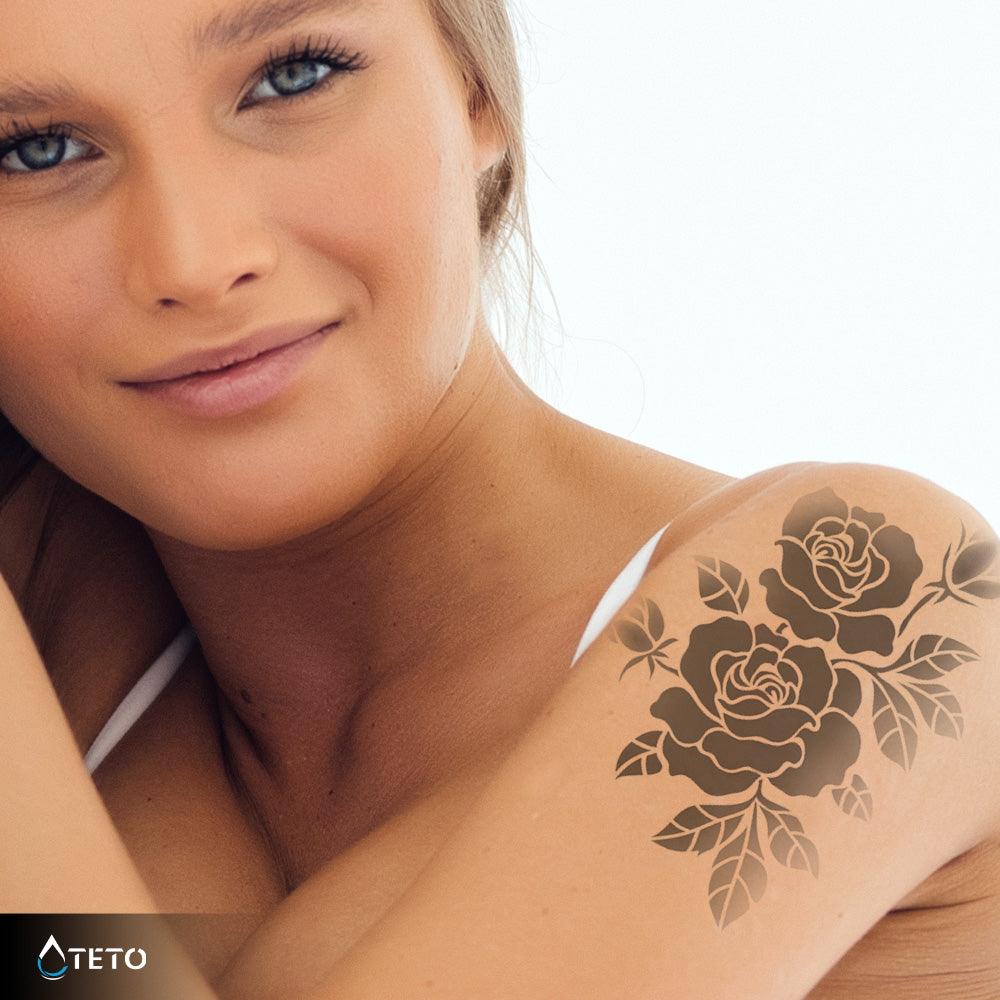 Rose nere – Semipermanente – Tipo A - TETO Tatuaggi Temporanei