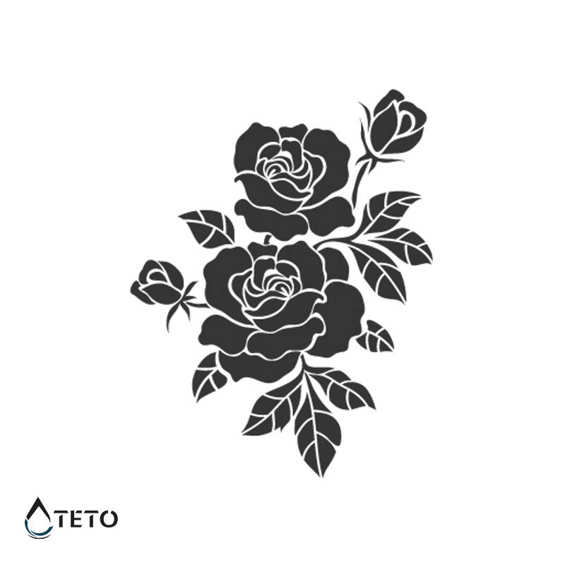 Rose nere – Semipermanente – Tipo A - TETO Tatuaggi Temporanei