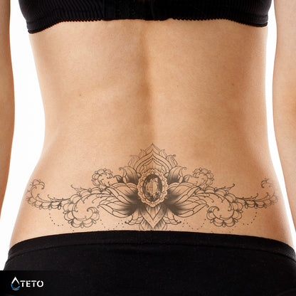 Fiore di loto con diamante – Semipermanente - TETO Tatuaggi Temporanei