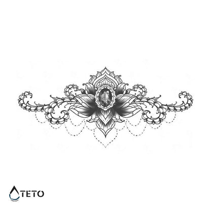 Fiore di loto con diamante – Semipermanente - TETO Tatuaggi Temporanei