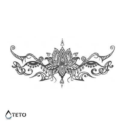 Fiore di loto astratto – Semipermanente - TETO Tatuaggi Temporanei